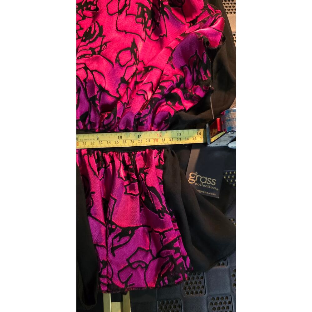 Grass Collection Purple Floral Button Tie Front Top Size Small‎ NWT - Picture 5 of 6